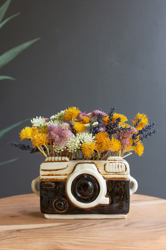 Ceramic Camera Planter By Kalalou
