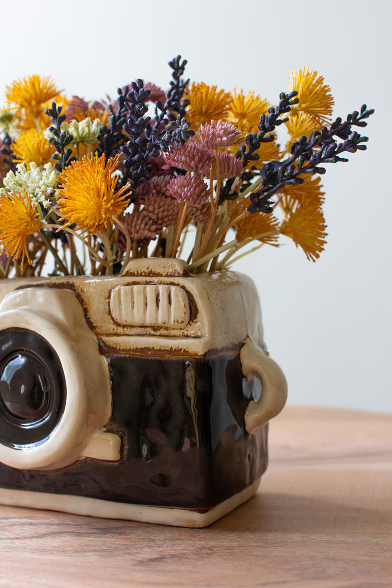 Ceramic Camera Planter By Kalalou