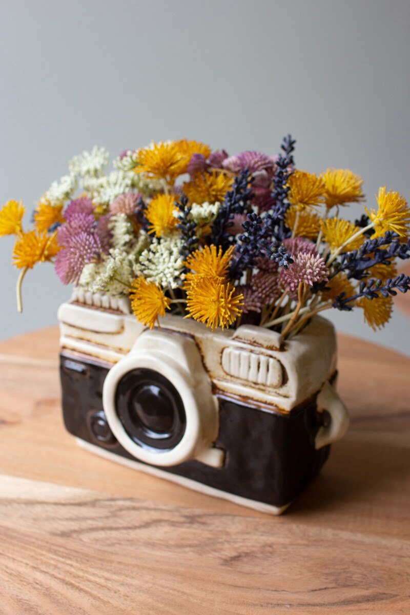 Ceramic Camera Planter By Kalalou