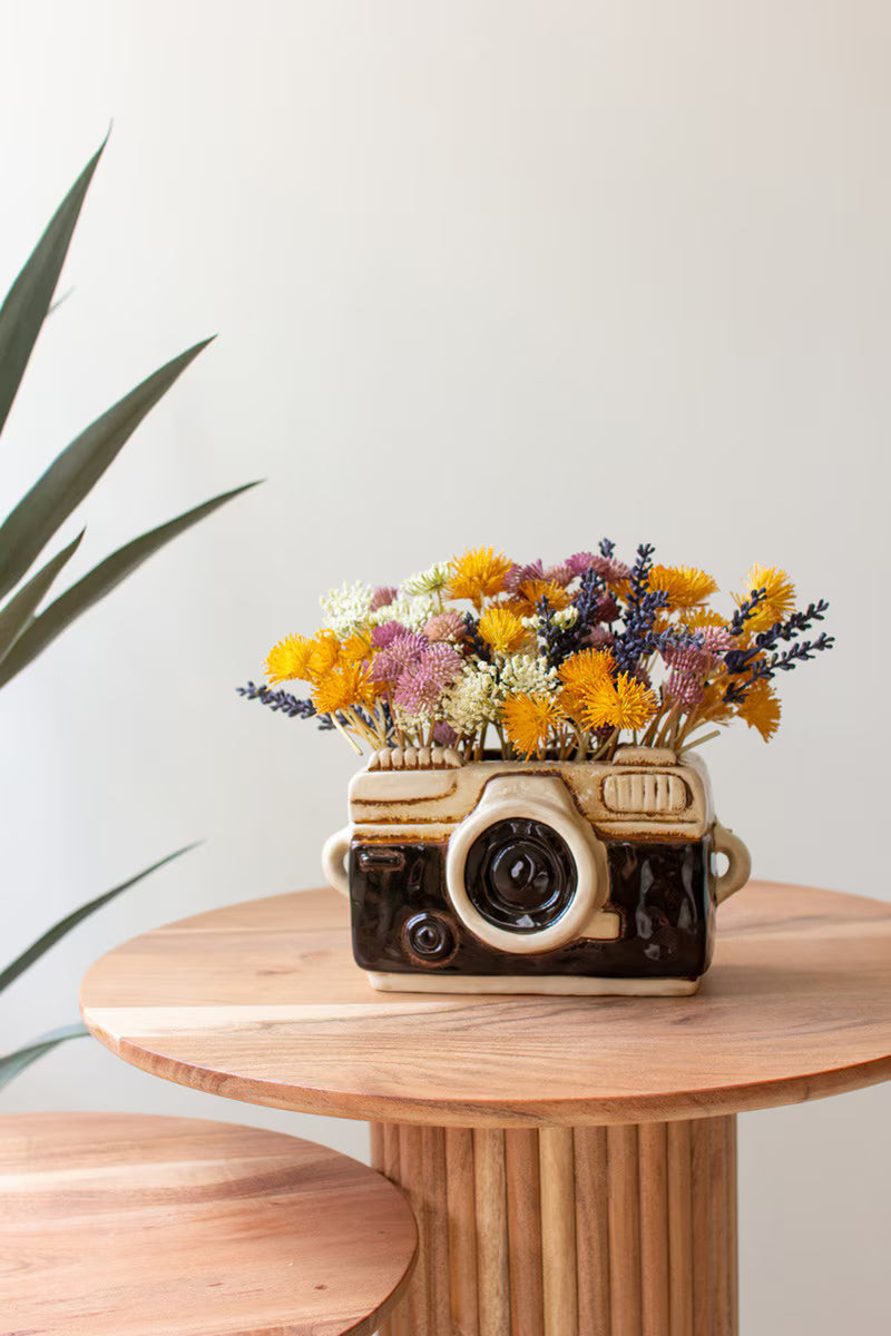 Ceramic Camera Planter By Kalalou