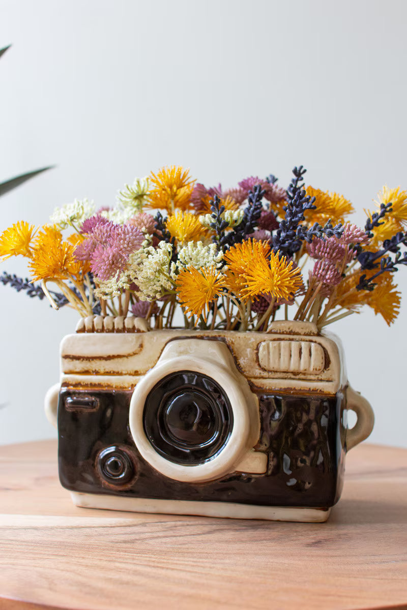 Ceramic Camera Planter By Kalalou