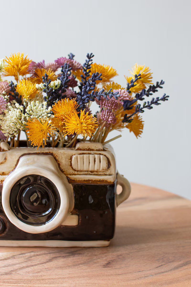 Ceramic Camera Planter By Kalalou