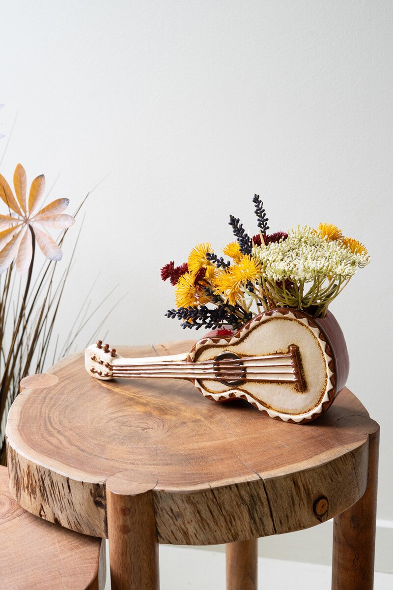 Ceramic Guitar Planter By Kalalou