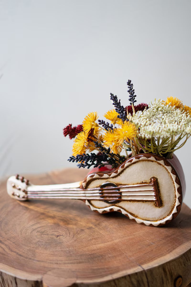 Ceramic Guitar Planter By Kalalou