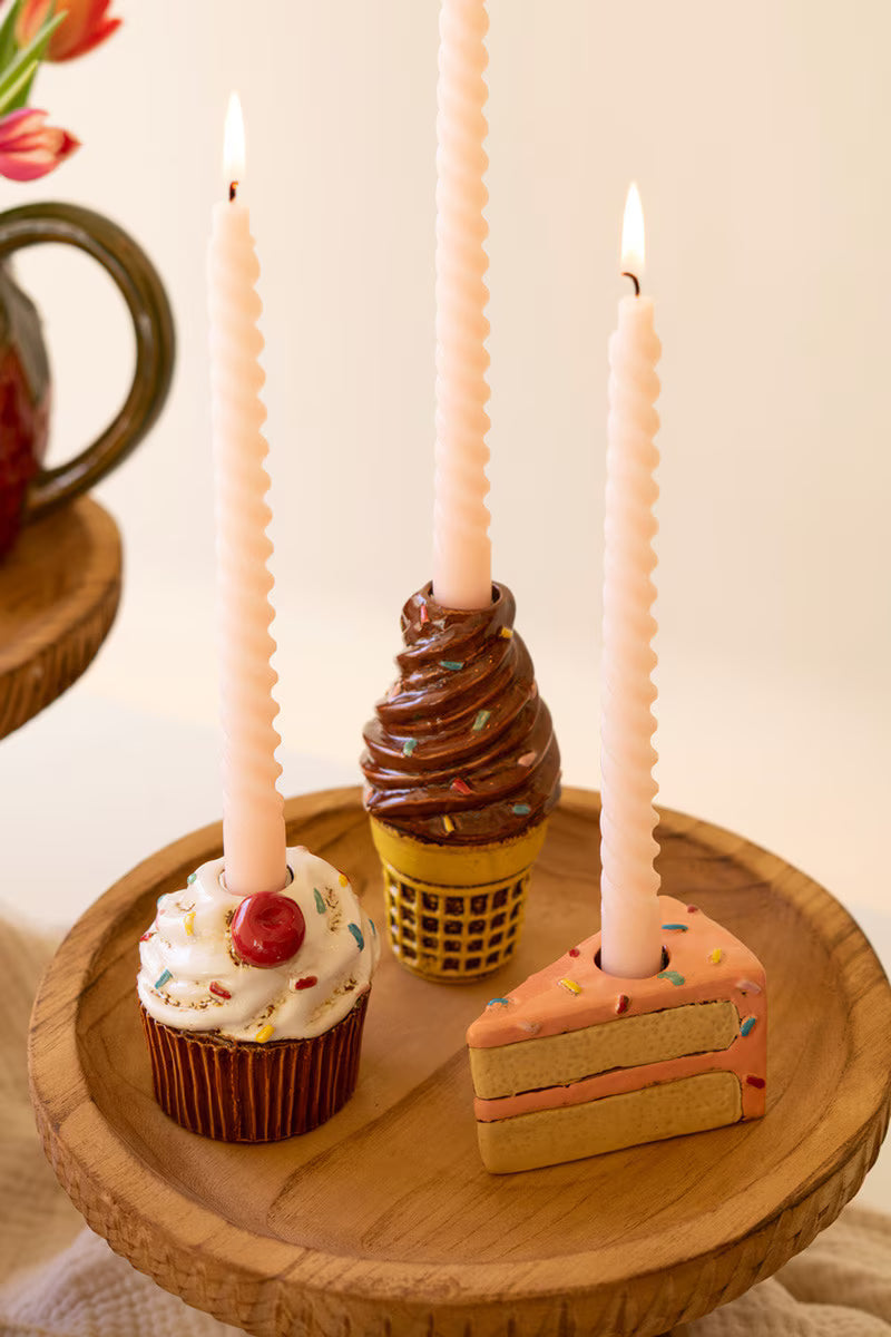 Set Of Three Dessert Ceramic Taper Holders By Kalalou