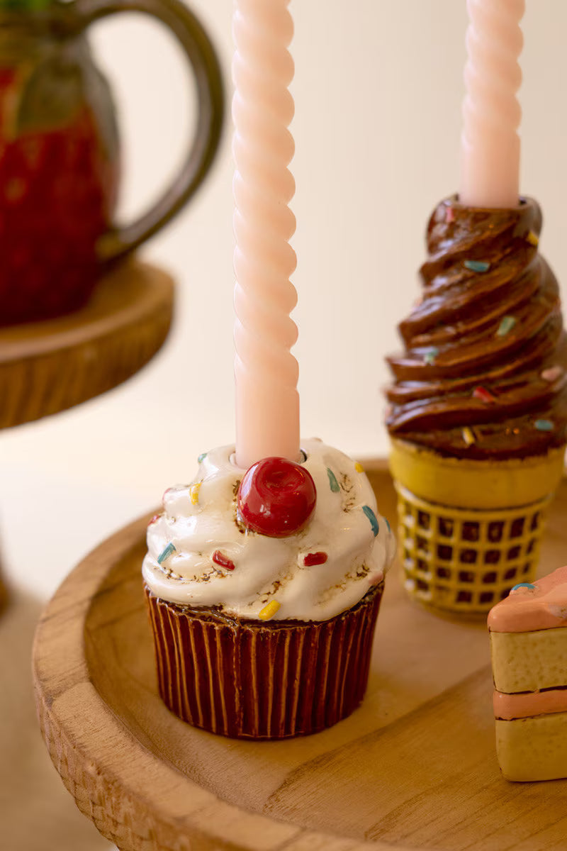 Set Of Three Dessert Ceramic Taper Holders By Kalalou