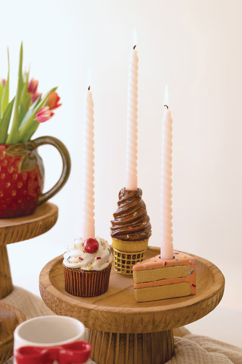 Set Of Three Dessert Ceramic Taper Holders By Kalalou