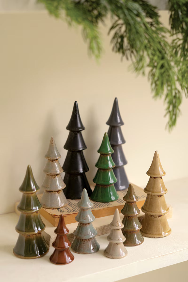 Set Of Ten Ceramic Christmas Trees By Kalalou