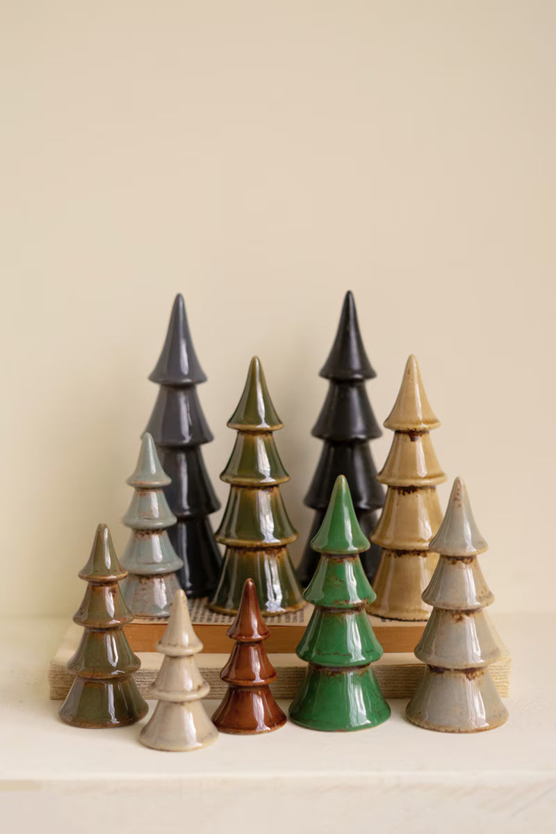 Set Of Ten Ceramic Christmas Trees By Kalalou