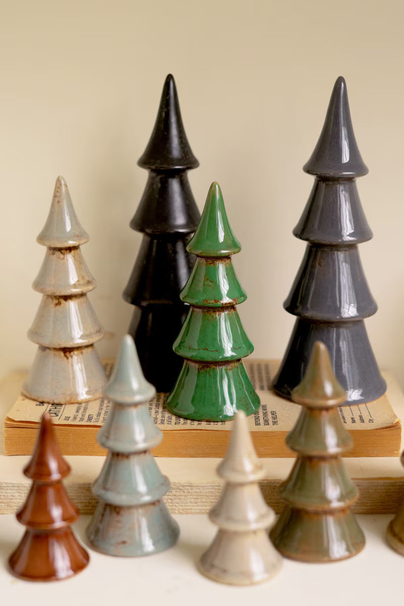 Set Of Ten Ceramic Christmas Trees By Kalalou