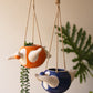 Set Of Two Hanging  Ceramic Swimmers Planters - One Each By Kalalou