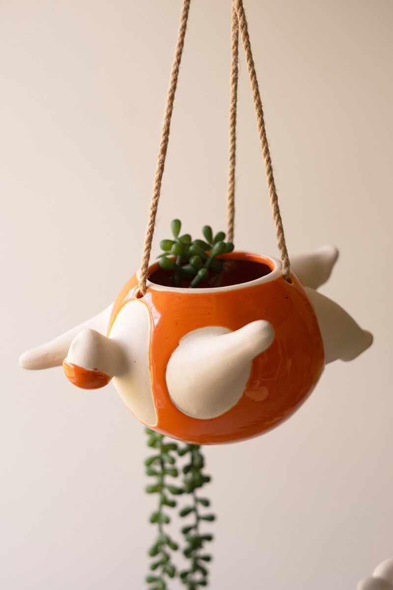 Set of 2 Hanging Ceramic Swimmers Planters - Thumbnail 5
