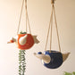 Set Of Two Hanging  Ceramic Swimmers Planters - One Each By Kalalou
