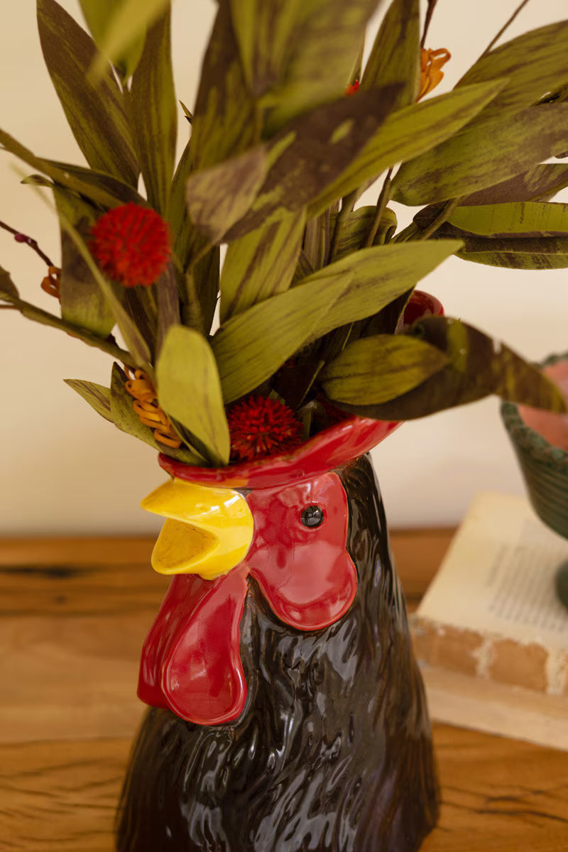 Ceramic Rooster Head Vase (Min 2) By Kalalou
