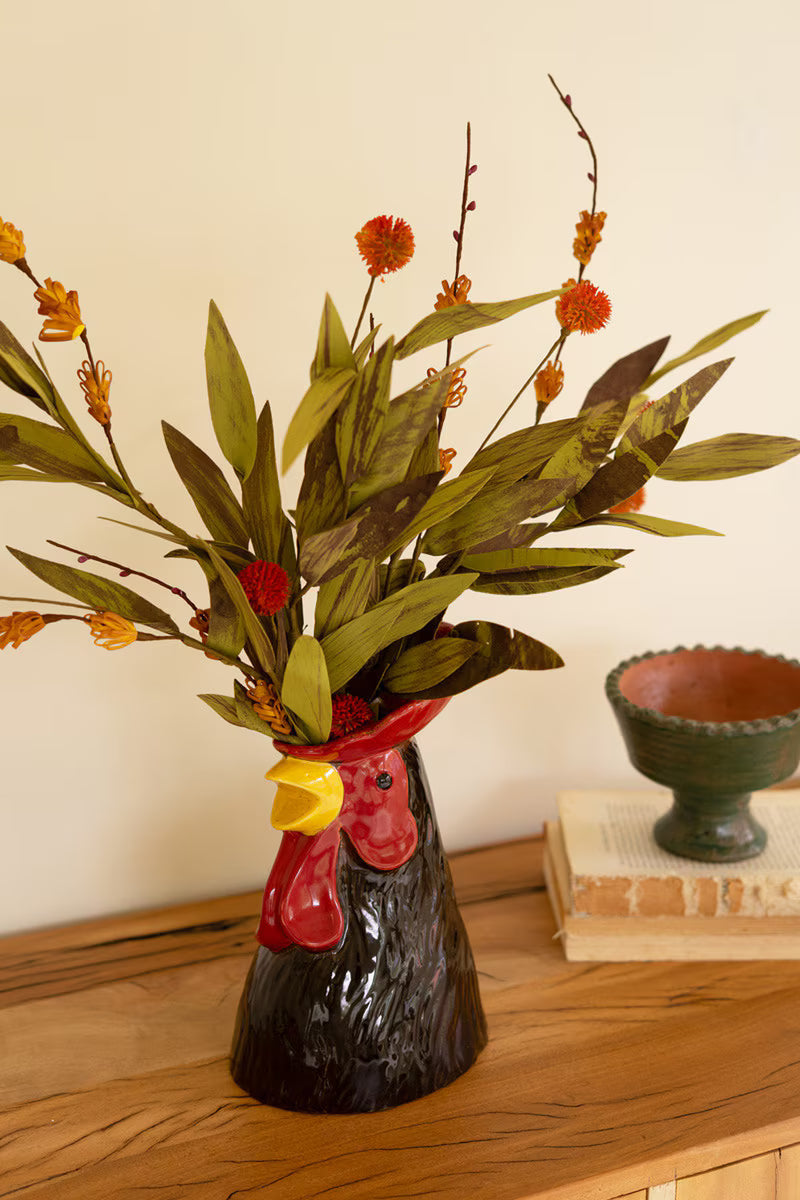 Ceramic Rooster Head Vase (Min 2) By Kalalou