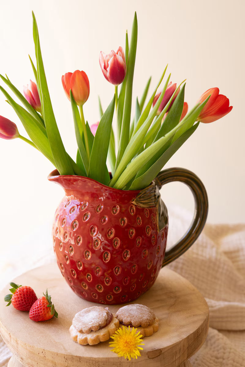 Ceramic Strawberry Pitcher (Min 2) By Kalalou