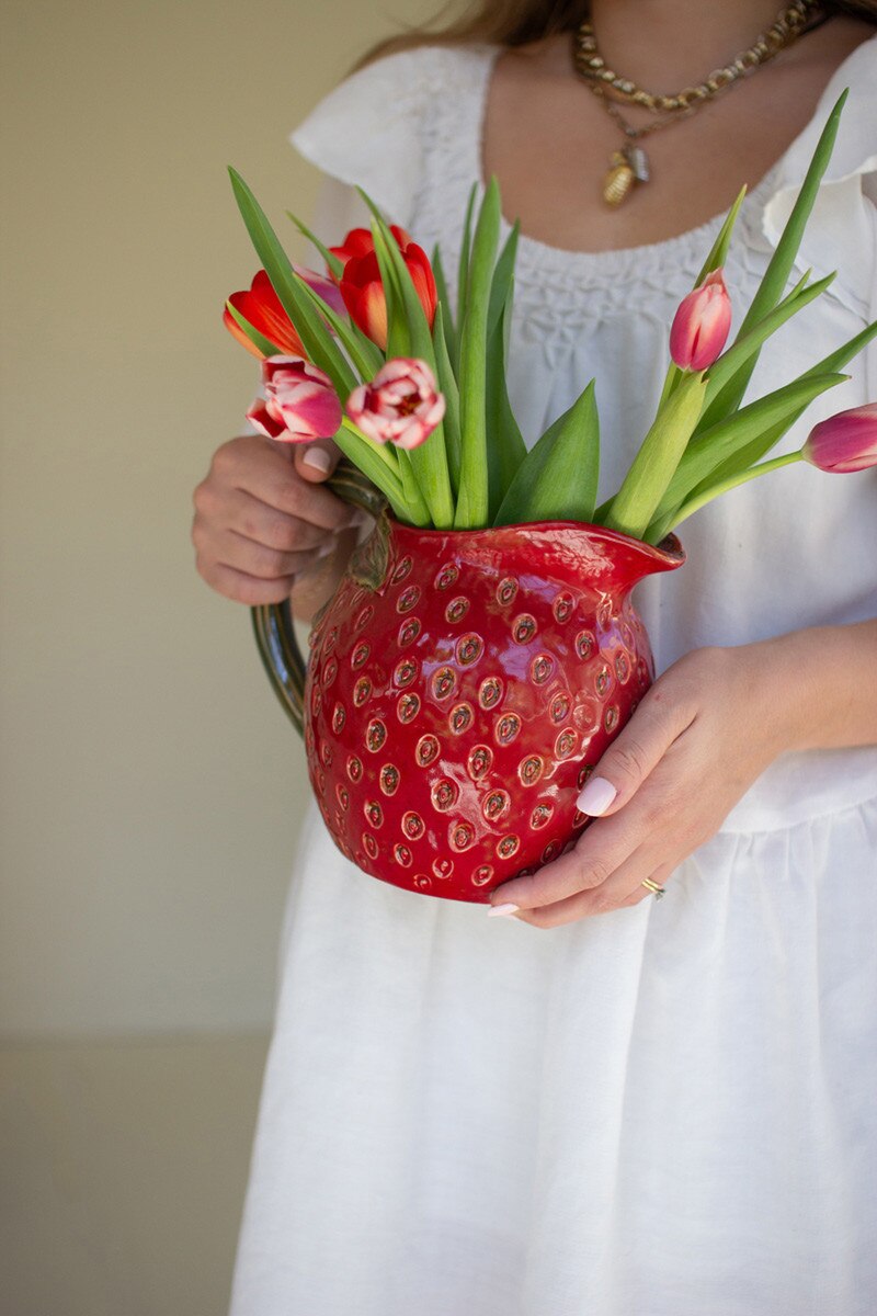 Ceramic Strawberry Pitcher (Min 2) By Kalalou