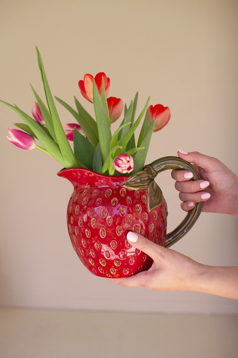 Ceramic Strawberry Pitcher (Min 2) By Kalalou