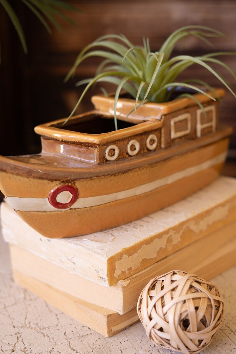 Ceramic Boat Planter (Min 2) By Kalalou