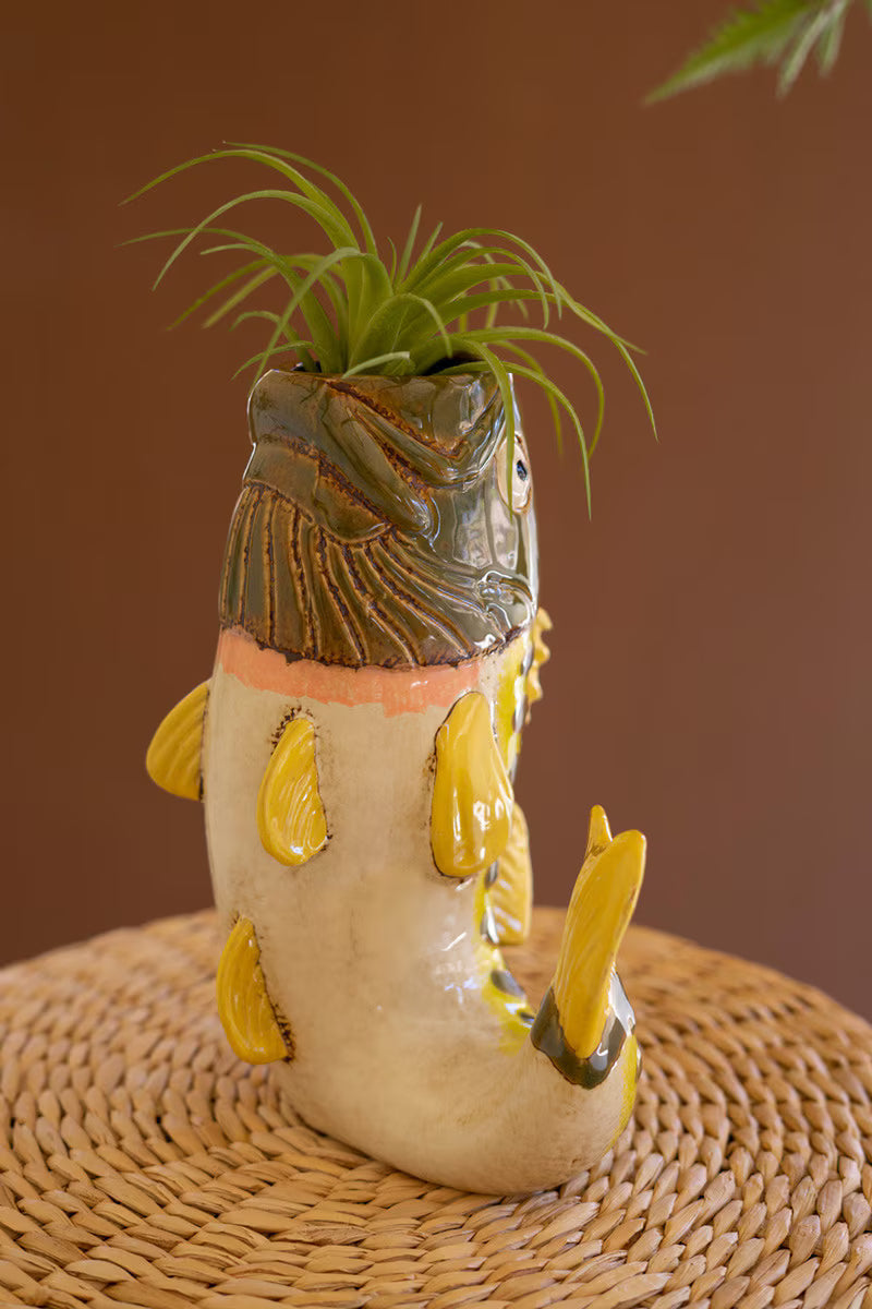 Tabletop Largemouth Bass Vase By Kalalou