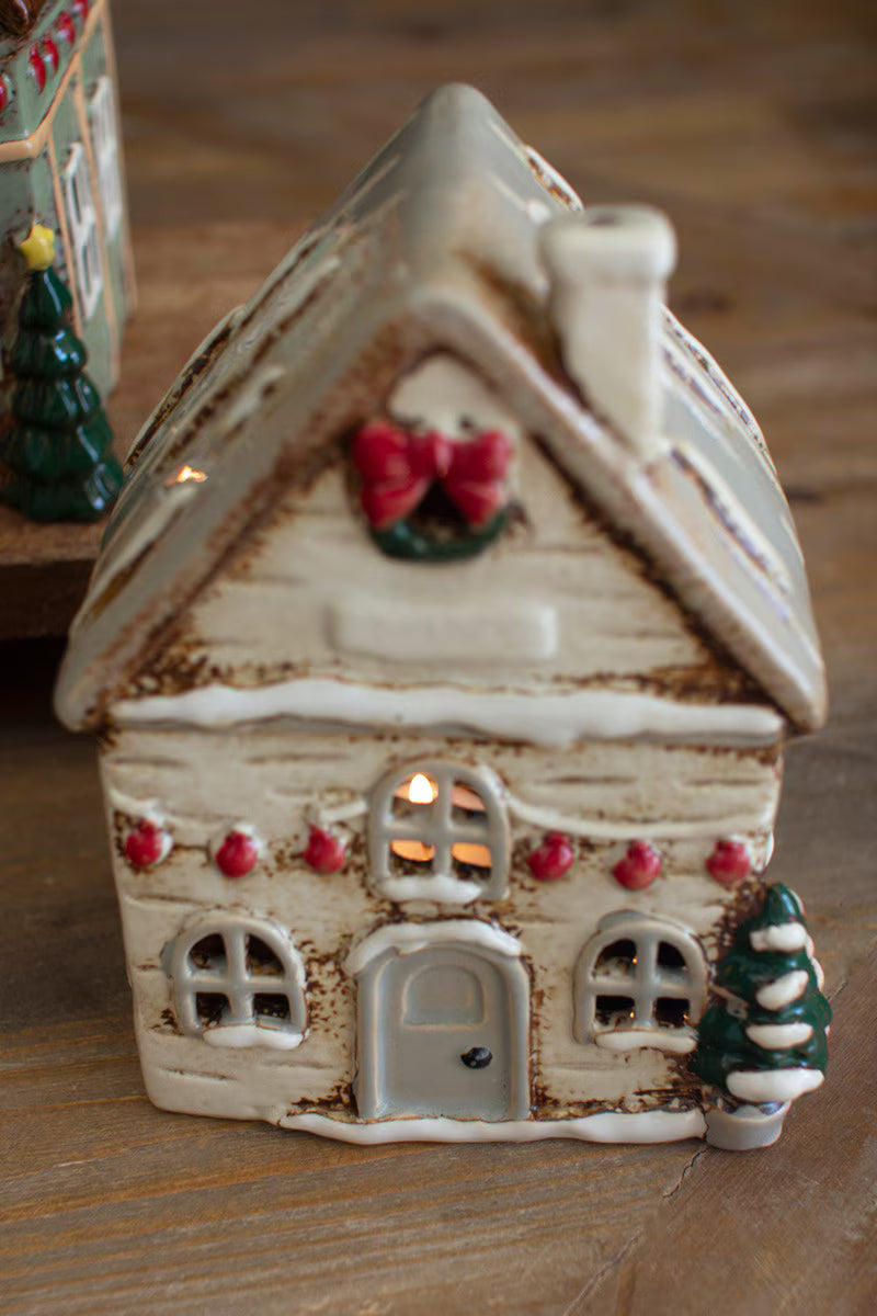 Set Of Four Ceramic Christmas Village By Kalalou