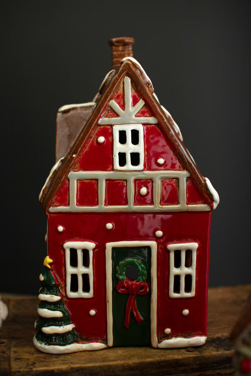 Set Of Four Ceramic Christmas Village By Kalalou