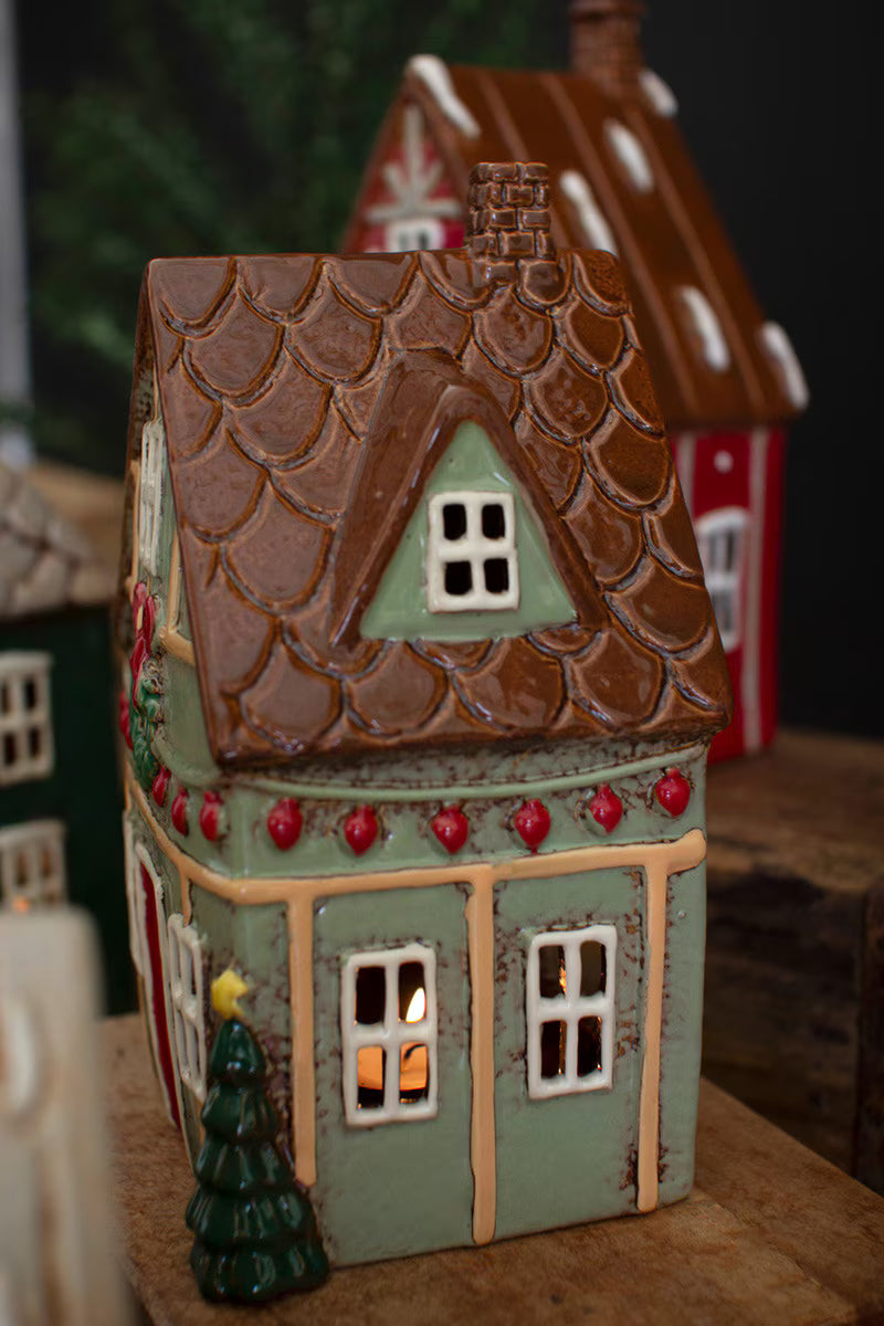 Set Of Four Ceramic Christmas Village By Kalalou