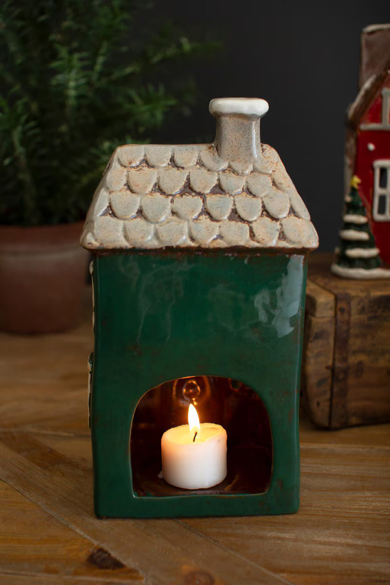 Set Of Four Ceramic Christmas Village By Kalalou