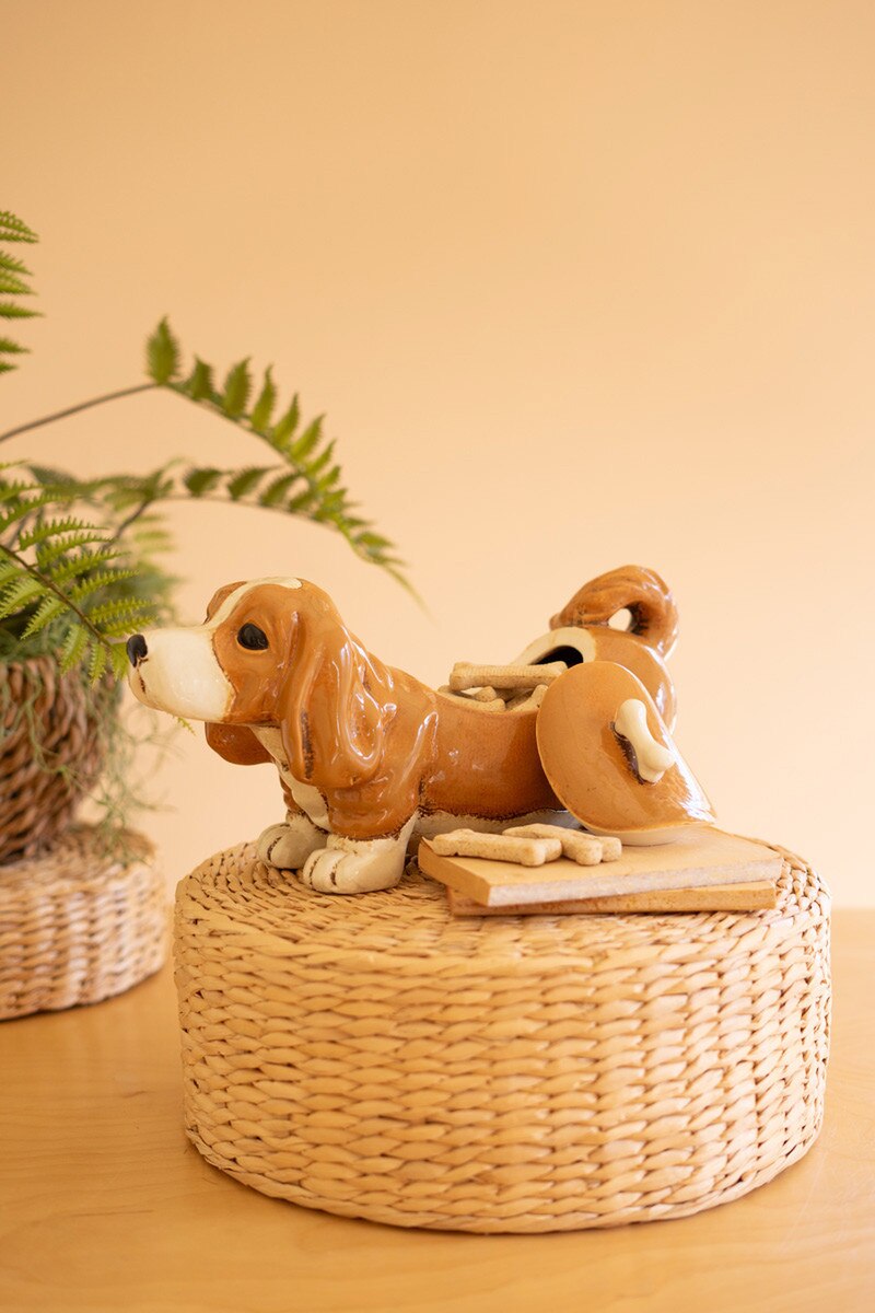 Ceramic Basset Hound Canister By Kalalou