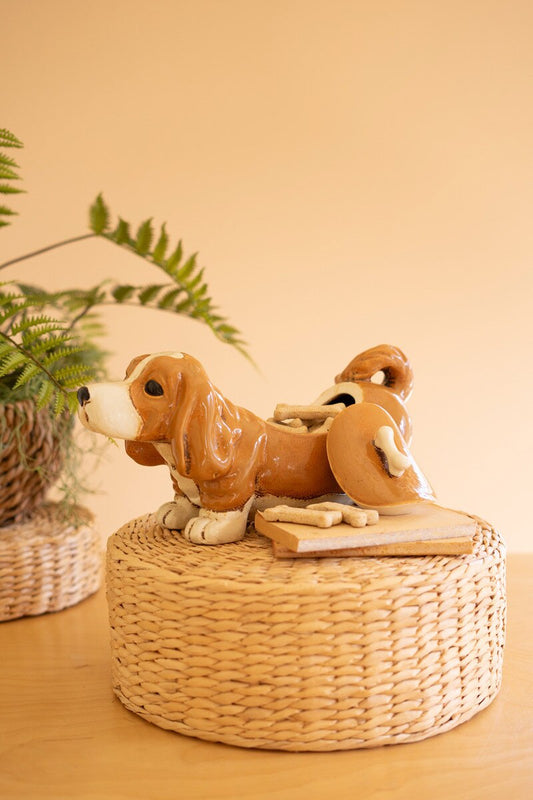 Ceramic Basset Hound Canister By Kalalou