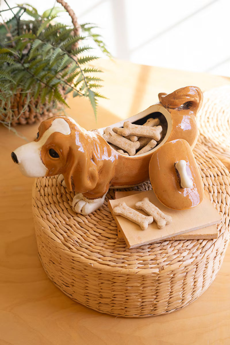 Ceramic Basset Hound Canister By Kalalou