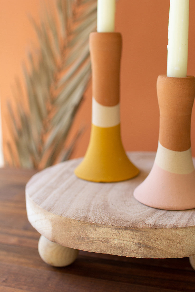 Round Wooden Risers With Ball Feet (Min 2) Set Of 2 By Kalalou | Ornaments | Modishstore - 2