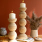 Set Of Two Hand Carved Wooden Stacked Ball Candle Holders (Min 2) By Kalalou