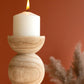 Set Of Two Hand Carved Wooden Stacked Ball Candle Holders (Min 2) By Kalalou