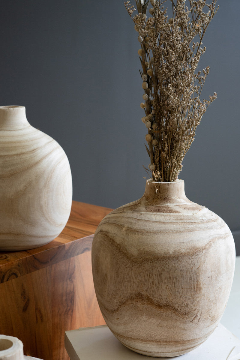 Kalalou Carved Wooden Bulb Vase - Thumbnail 3
