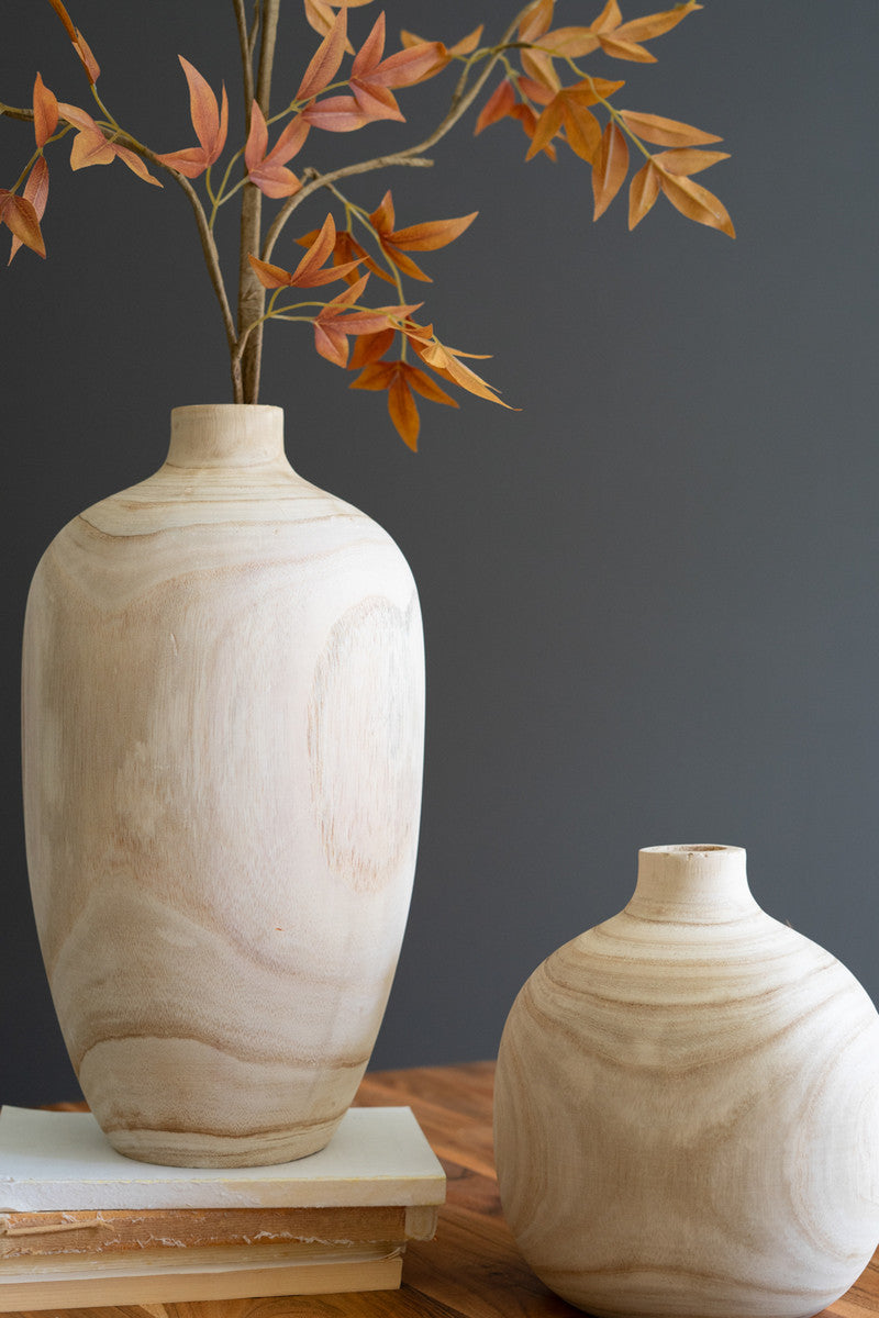 Kalalou Carved Wooden Bulb Vase - Thumbnail 2