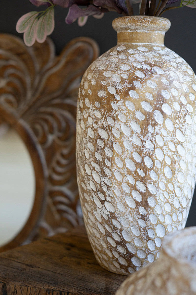 Wash White Wood Vase Large By Kalalou | Vases | Modishstore - 3