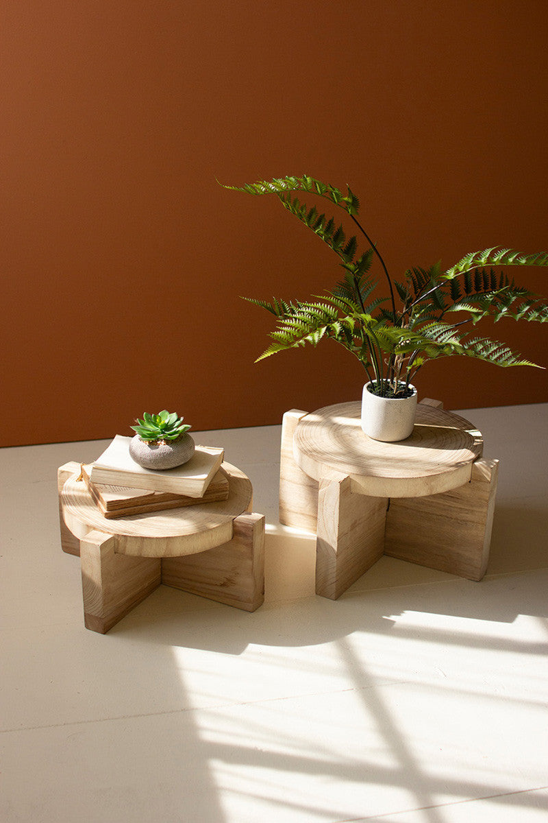 Wooden Display Stools Set Of 2 By Kalalou | Stools | Modishstore - 3