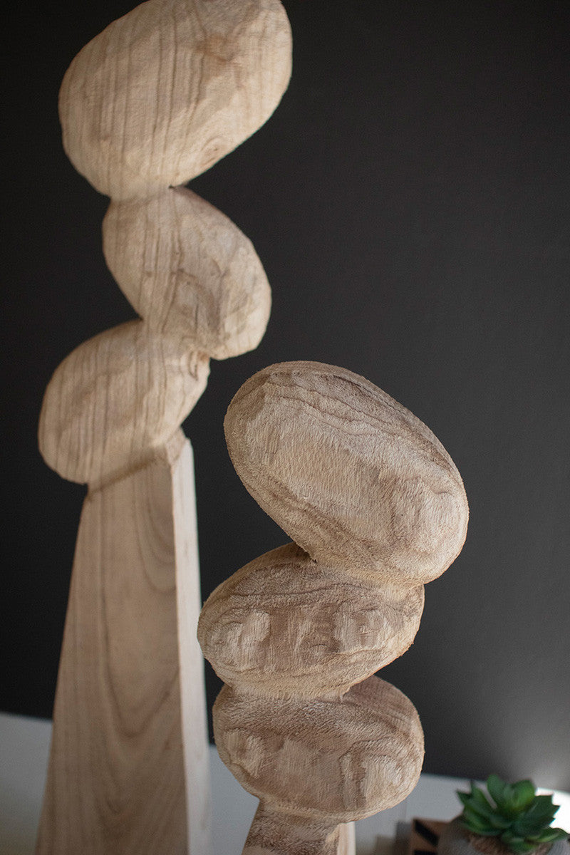 Wooden Table Top Sculptures Set Of 2 By Kalalou | Sculptures | Modishstore - 3