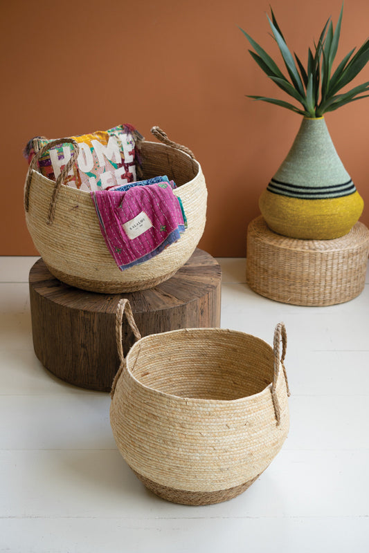 Woven Rope Baskets With Handles Set Of 2 By Kalalou | Bins, Baskets & Buckets | Modishstore
