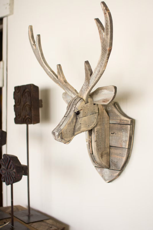 Recycled Wooden Deer Head Wall Hanging (Min 2) By Kalalou