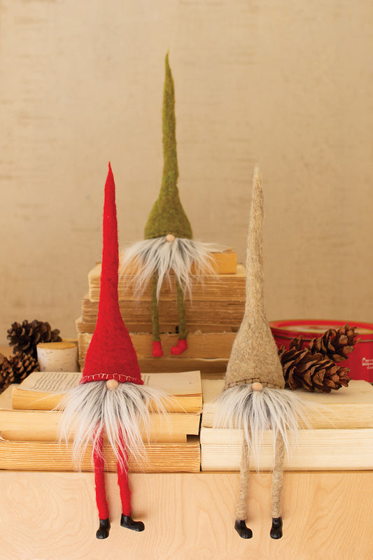 Felt Christmas Gnome Shelf Sitters (Min 2) Set Of 3 By Kalalou | Ornaments | Modishstore