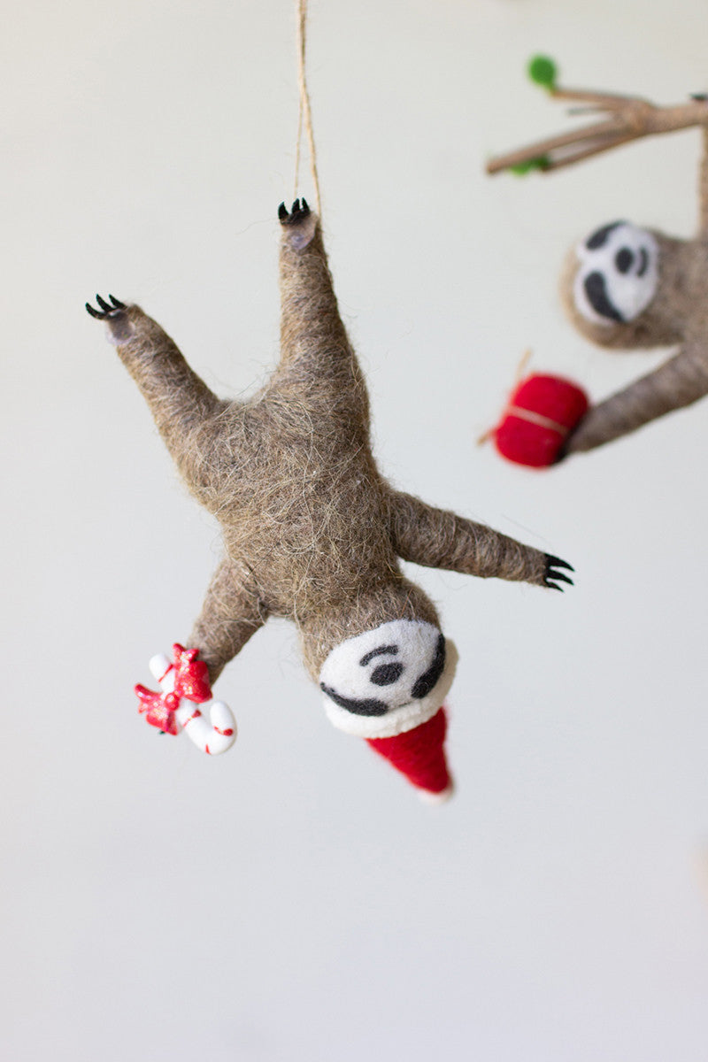 Felt Sloth Christmas Ornaments (Min 2) Set Of 3 By Kalalou | Ornaments | Modishstore - 2
