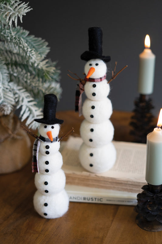 Felt Snowmen (Min 2) Set Of 2 By Kalalou | Ornaments | Modishstore