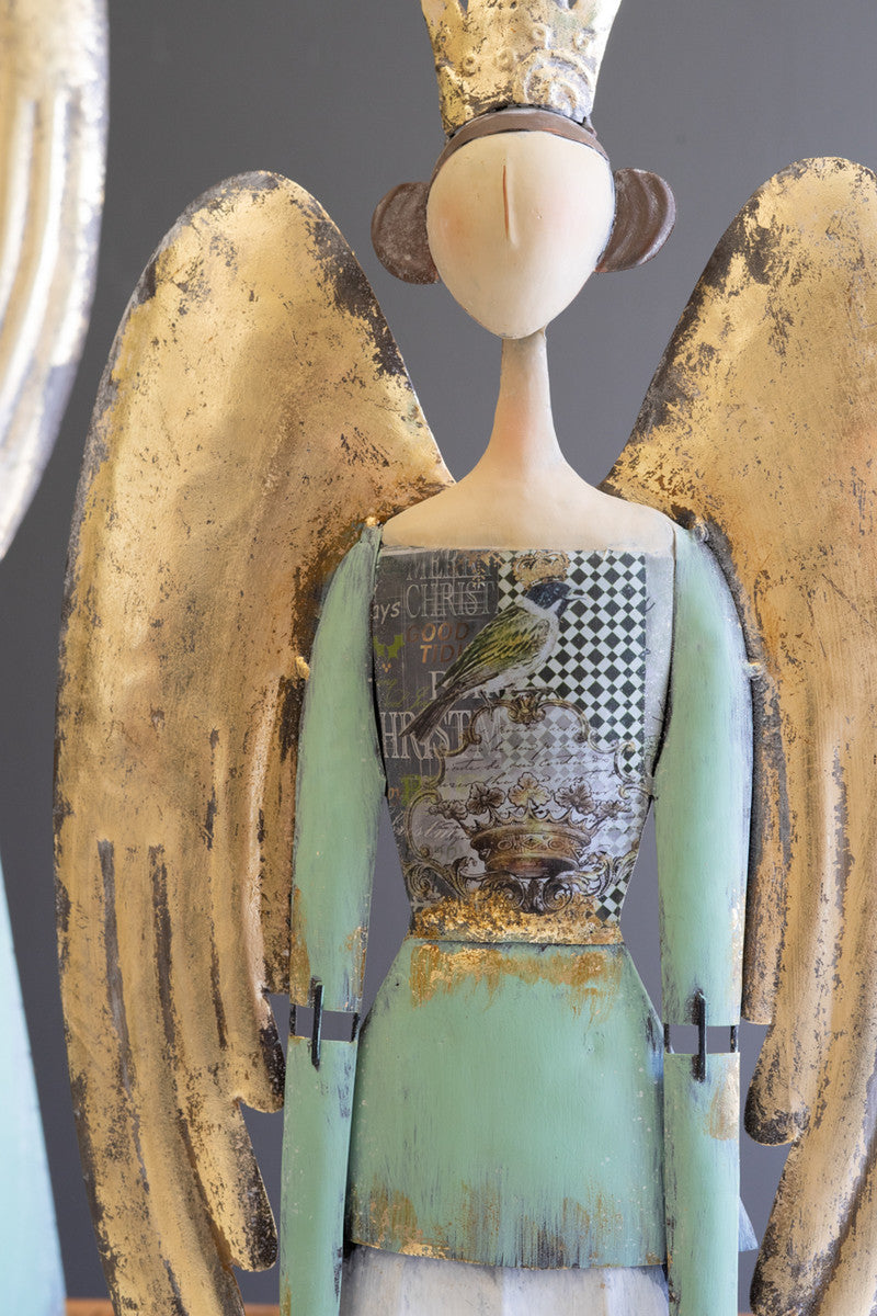 Painted Metal Christmas Angels Set Of 2 By Kalalou | Ornaments | Modishstore - 2