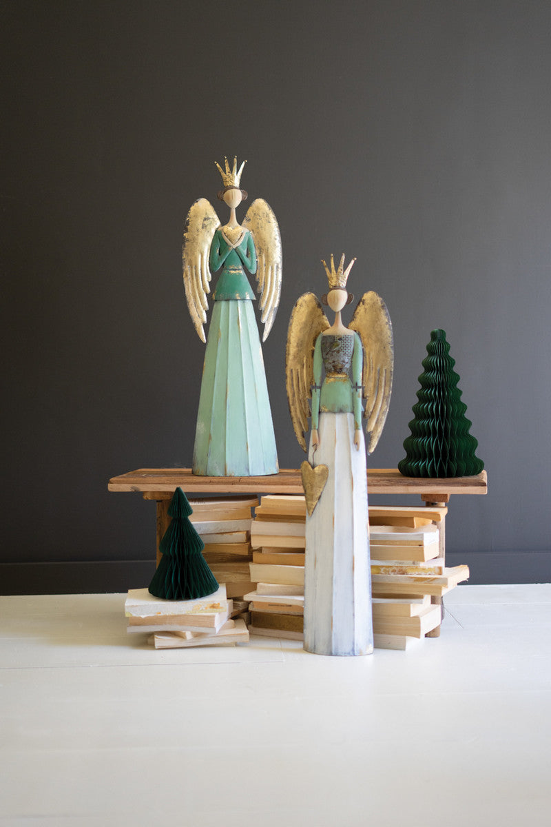 Painted Metal Christmas Angels Set Of 2 By Kalalou | Ornaments | Modishstore