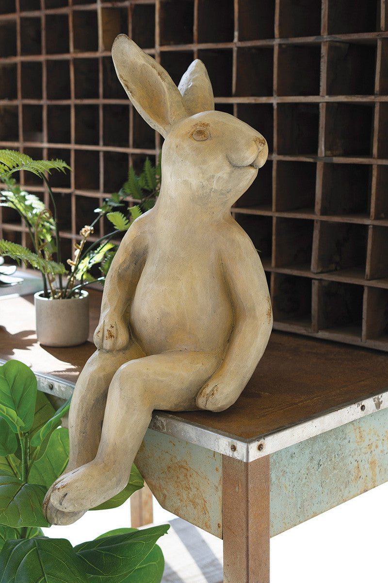 Faux Concrete Rabbit Shelf Sitter By Kalalou | Garden Sculptures & Statues | Modishstore - 3