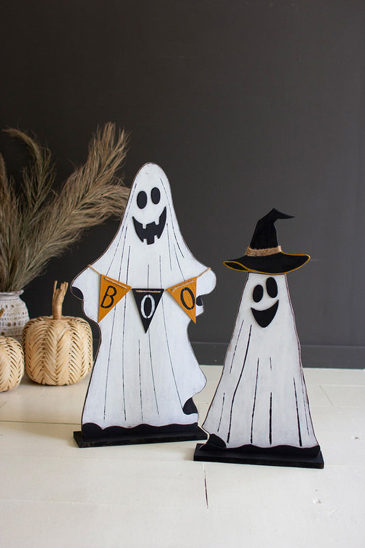 Painted Wooden Ghosts Set Of 2 By Kalalou | Ornaments | Modishstore