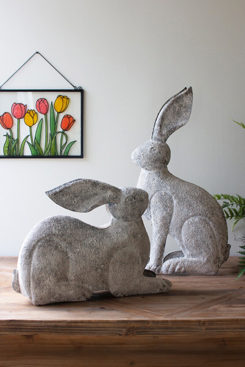 Set of 2 Rustic Metal Rabbits - Thumbnail 4