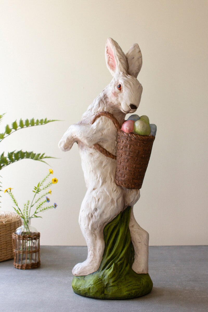 Resin Easter Bunny - Basket With Eggs By Kalalou